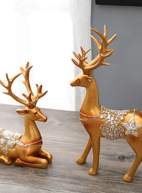 美式麋鹿摆件创意家居客厅装饰品欧式酒柜电视柜玄关办公室摆设