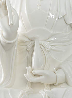 德化陶瓷自在观音佛像禅意装饰