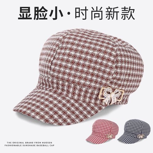 帽子女秋冬季妈妈毛呢鸭舌帽老人奶奶加厚保暖老太太棉帽八角帽 - 图3