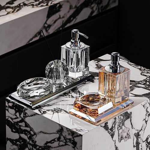 LUXSKI意式轻奢水晶玻璃乳液瓶酒店浴室洗手液瓶肥皂盒香薰瓶摆件 - 图0