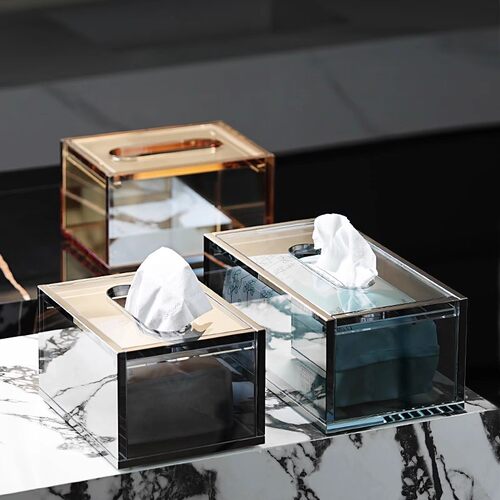 LUXSKI水晶玻璃纸巾盒酒店卫生间洗手擦手卷纸盒客厅茶几收纳摆件 - 图3