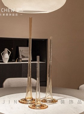 轻奢现代北欧创意几何艺术细长摆件样板间售楼处酒店玄关客厅摆设