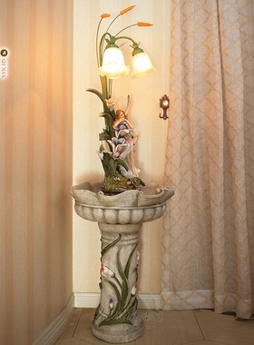 欧式美容院落地流水客厅电视柜装饰品摆件大型家居加湿器开业礼品