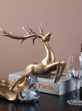 美式轻奢麋鹿酒架酒柜装饰品摆件欧式客厅玄关餐厅红酒置物架摆设