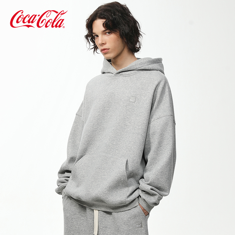 Coca-Cola/可口可乐青少年纯色初中高中学生春秋款套头连帽卫衣