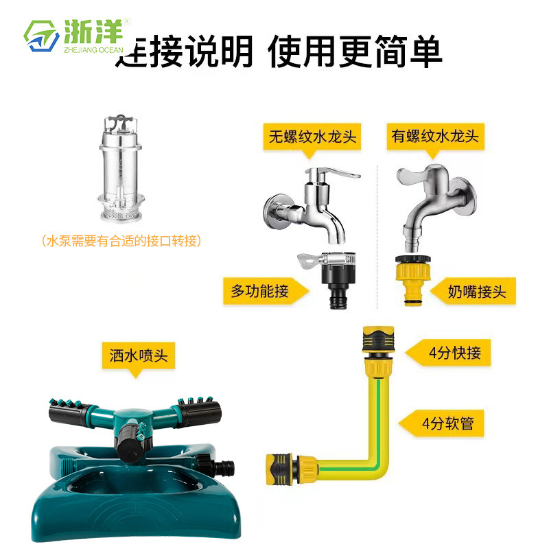360度自动旋转三叉喷头摇摆喷淋洒水器降温灌溉喷水 园林绿化菜园,淘宝优惠券,粉丝福利购,淘宝优惠卷