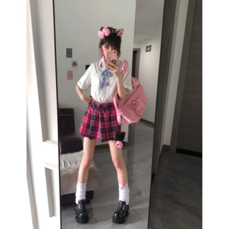 小玫JK制服套装黑色套头毛衣女秋冬学院风百搭v领针织衫长袖上衣 - 图3