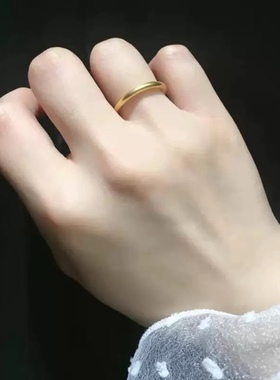 素圈戒指女古法传承仿真黄金素戒