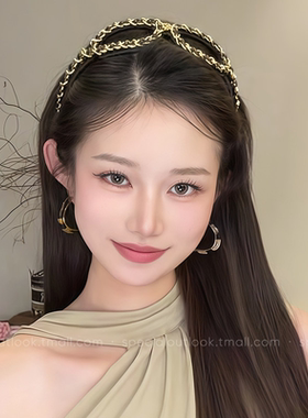 黑色眼镜链条发箍高颅顶通勤