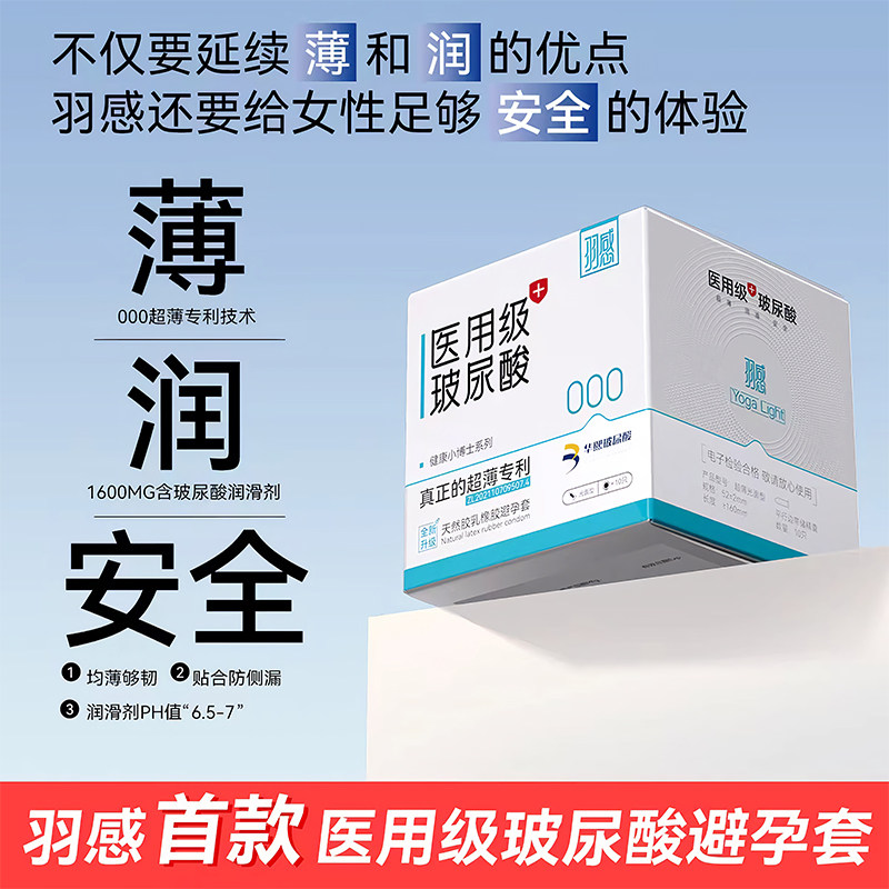 羽感医用级玻尿酸避孕套超薄官方旗舰店byt正品套套健康小博士