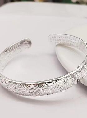 中国风百福开口银色手镯设计复古文艺时尚个性民族风送妈妈礼物