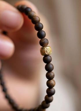 新中式天然奇楠沉香手串文玩男女款文莱沉香扎基拉姆好运手串配饰