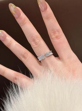小红书爆款拉丝繁星戒指2025新款轻奢法式璀璨星河不规则排钻指环
