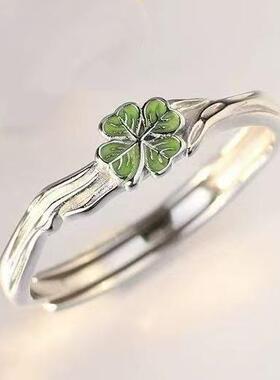 四叶草情侣戒指男女一对小众设计轻奢新款对戒情人节礼物送女友环