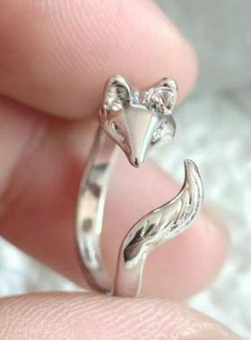 跨境ins狐狸开口戒轻奢华简约百搭戒指女新款小众食指环个性