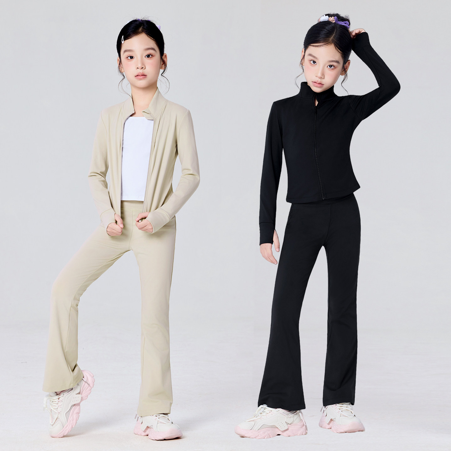 舞蹈服儿童女秋冬长袖上衣喇叭裤运动套装芭蕾舞服装拉丁舞练功服,淘宝优惠券,粉丝福利购,淘宝优惠卷