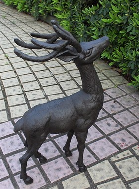 欧式复古园林装饰品鹿摆件婚庆摆设公园景观花园铸铁动物雕塑