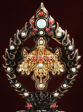 藏式八吉祥摆件铜制居家办公桌面民族家居工艺品八宝佛前八供摆件