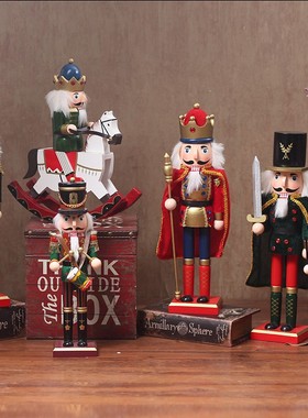 欧式复古胡桃夹子木偶士兵摆件酒柜咖啡馆橱窗装饰道具鸡年礼品物