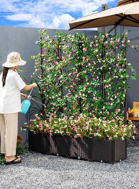 户外种植箱爬藤架种菜箱蔬菜阳台花箱带篱笆栅栏葡萄黄瓜攀爬支架