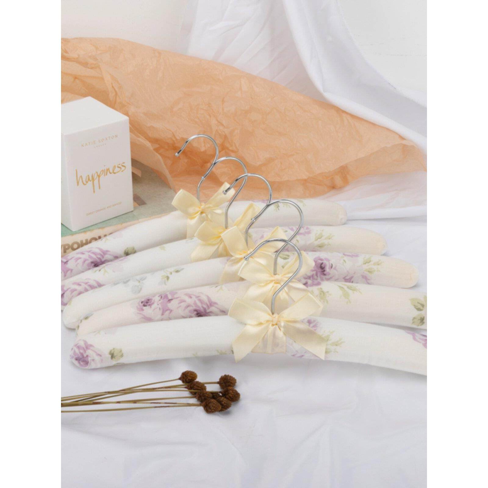 室内衣架家用挂衣挂钩包布海绵防滑无痕服装店布艺棉衣撑子卧室 - 图0