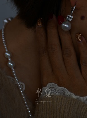 半觉白玉精灵淡水珍珠项链秋冬百搭毛衣链小香气质绝美纯银配件