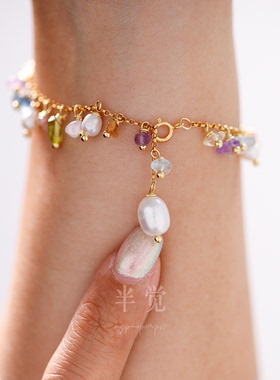 半觉氧气keshi特选闪钻纯银百搭经典绝美珍珠耳钉项链套装