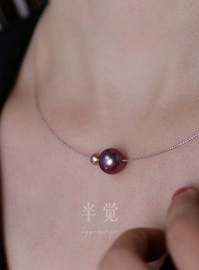 半觉绝色双珠稀缺限量妖紫配金绿紫纯银百搭高级感可叠戴调节项圈