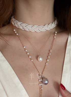 半觉顶配新料白玉珍珠编织含扣36cm仪式感满满贴脖婚礼珍珠项链