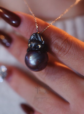 半觉无牙仔超可爱淡水特选超炫光珍珠纯银拉丝工艺吊坠礼物可开票