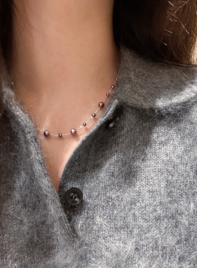 半觉绝色紫珠满天星珍珠项链珍珠 紫梦星河系列 礼物可开票