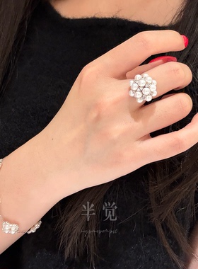 半觉时髦贵女冰雪白玉珍珠戒指设S925银珍珠戒指女时尚礼物可开票