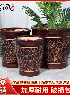 花间探诗陶瓷特大花盆白色