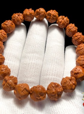 极速龙纹桃核雕刻老鼠核雕手串招财鼠桃木手链P属相非橄榄核文玩