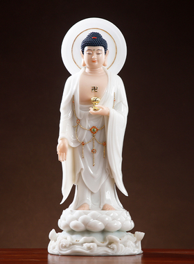 极速汉白玉西方三圣佛像q家居供奉阿弥陀佛雕像站像观音菩萨塑像