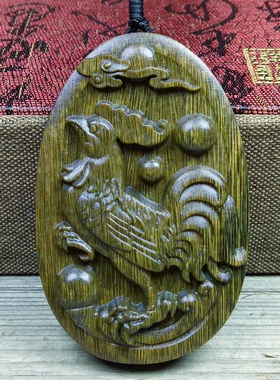 绿檀木雕刻生肖吊坠木质鼠牛虎兔龙蛇马羊狗猪男女钥匙红木挂件