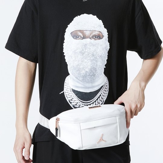 Air Jordan AJ 耐克男女同款蛇纹金属飞人Logo单肩斜跨包腰包胸包