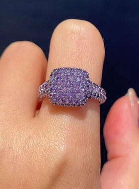 杨紫同款前卫色方形戒指女