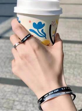 明星同款摩斯密码手镯女情侣对戒s925轻奢精美时尚送女友生日礼物