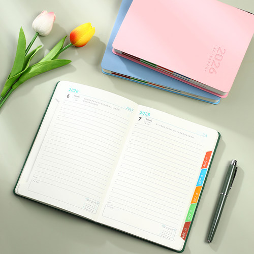 2026年日程本新款每日计划本一日一页工作日历记事本效率手册a5私人简约商务自律打卡时间管理手帐笔记本定制 - 图2
