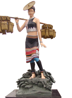 户外大型雕塑少数民族团结人物雕像园林彩绘玻璃钢景区雕塑像定制