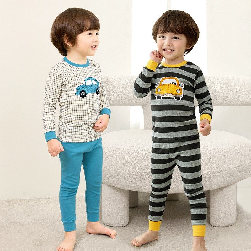 儿童内衣套装秋薄款男童秋衣秋裤纯棉男孩家居服衬衣线衣卡通汽车,淘宝优惠券,粉丝福利购,淘宝优惠卷