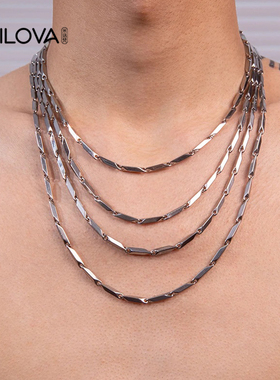 菱形钛钢项链男高街饰品