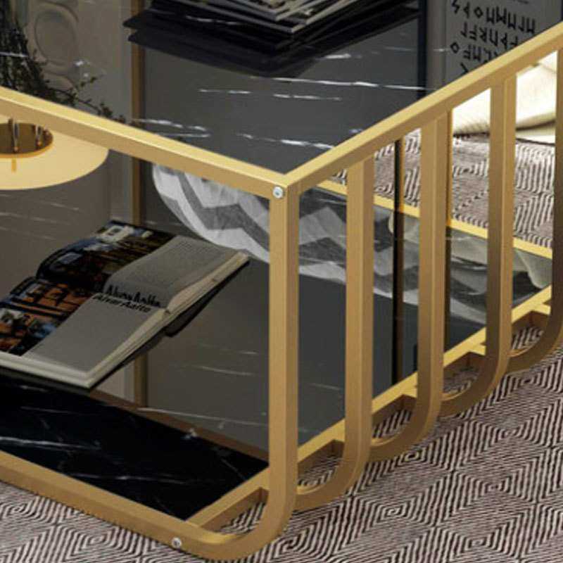 北欧双层大理石茶几 家用轻奢金色铁艺茶几桌 酒店办公室方形茶几,淘宝优惠券,粉丝福利购,淘宝优惠卷