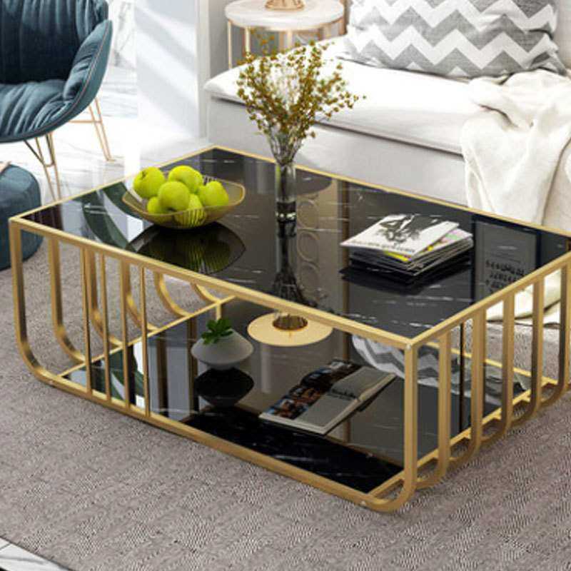 北欧双层大理石茶几 家用轻奢金色铁艺茶几桌 酒店办公室方形茶几,淘宝优惠券,粉丝福利购,淘宝优惠卷