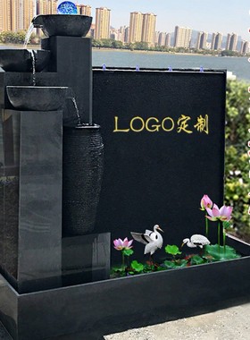 石材水幕墙流水屏风庭院水景别墅落地玄关装饰喷泉大摆件鱼池定制