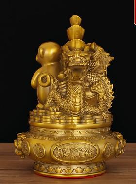 黄铜聚宝盆十二生肖摆件全套本命年鼠牛虎兔龙蛇马羊猴鸡狗猪三合