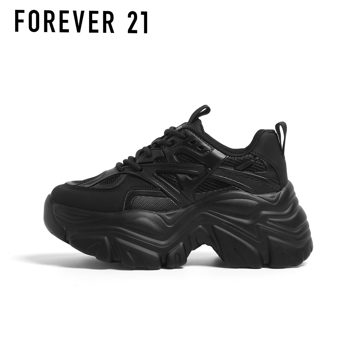 F21加绒黑色老爹鞋超厚底8cm女款2026新秋冬季爆款小黑鞋运动鞋子,淘宝优惠券,粉丝福利购,淘宝优惠卷
