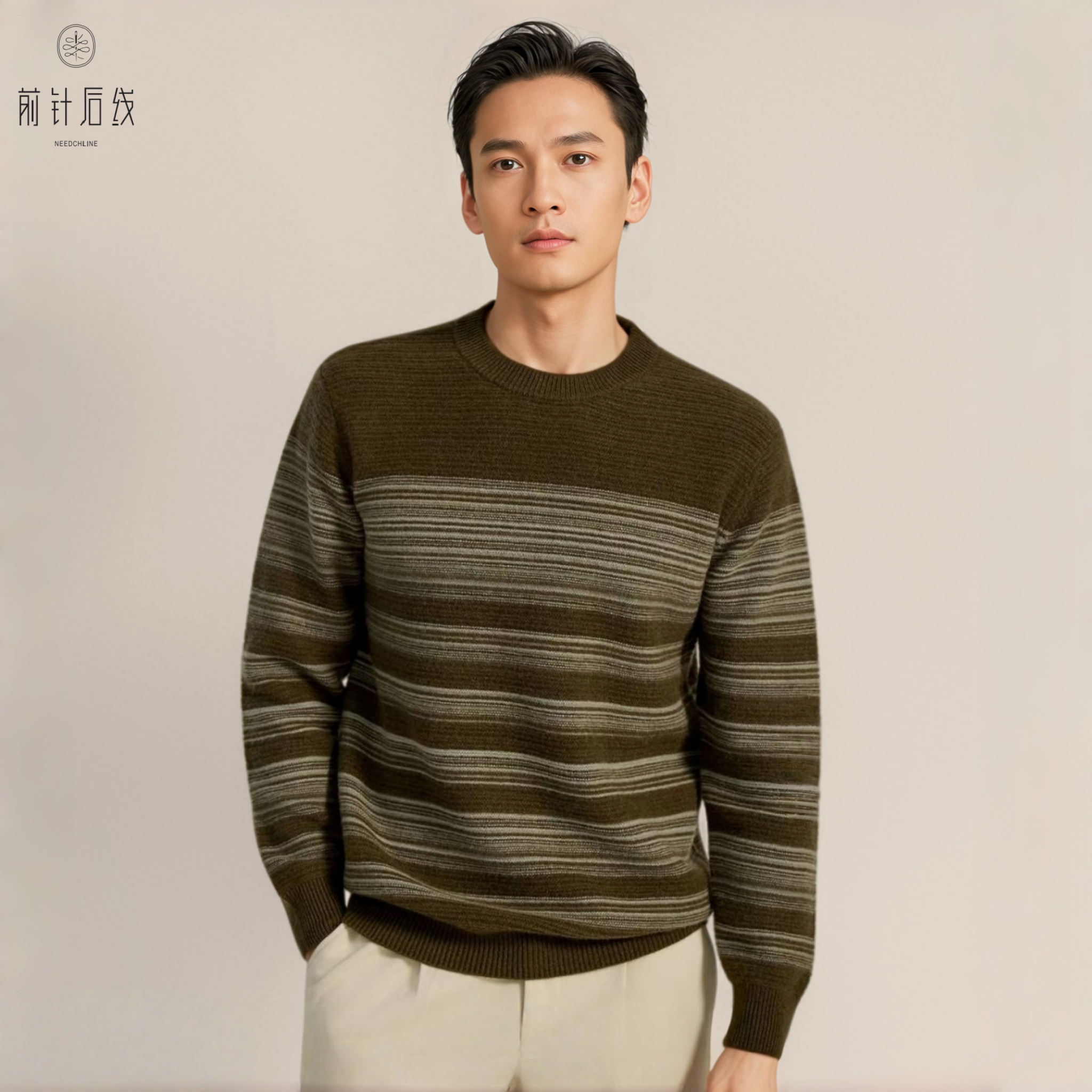 100%纯羊绒男士羊绒衫圆领长袖冬季保暖羊绒加厚商务男装条纹重磅,淘宝优惠券,粉丝福利购,淘宝优惠卷