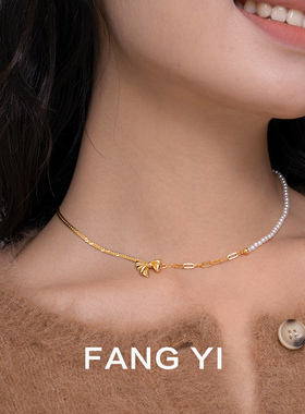 方宜FANGYI方宜 【新品】丝绸蝴蝶结可休闲可温柔气质项链锁骨链